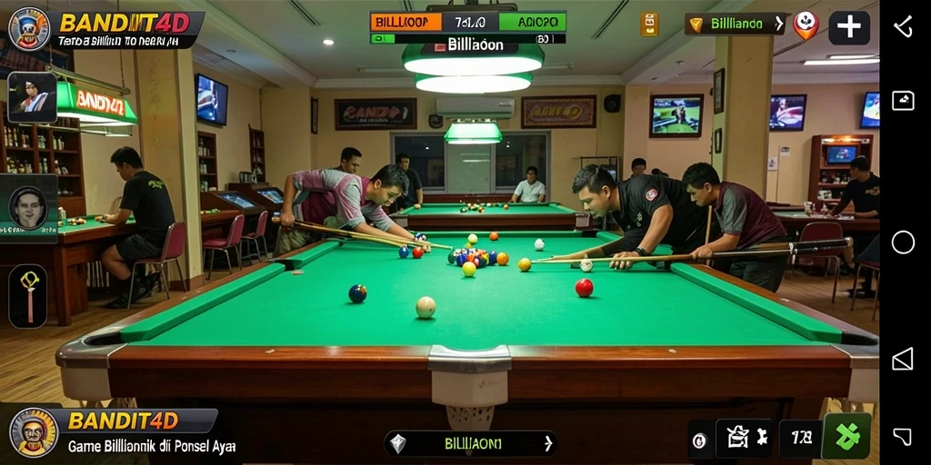 Antarmuka menarik dan fungsional di BANDIT4D saat bermain billiard.