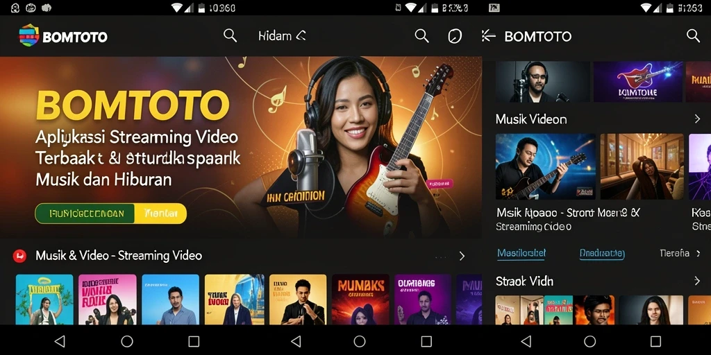 Antarmuka aplikasi <strong>BOMTOTO</strong> dengan berbagai pilihan streaming video.