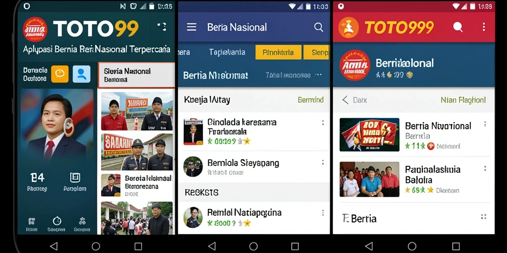 Tampilan antarmuka aplikasi TOTO99 dengan berita nasional terkini.